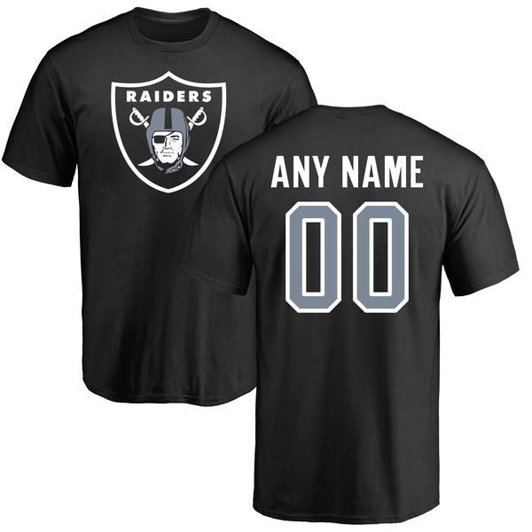Men Oakland Raiders NFL Pro Line Black Any Name and Number Logo Custom T-Shirt->->Sports Accessory